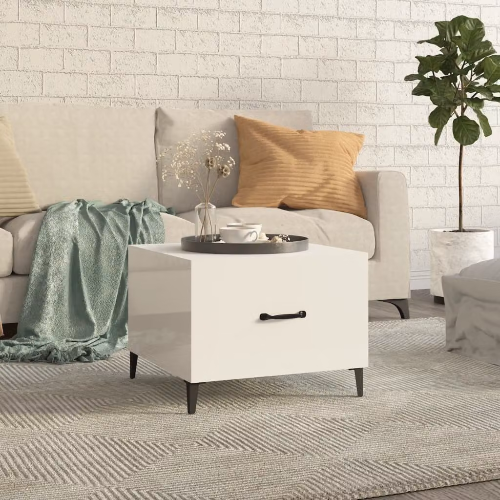 Maison Exclusive - Tavolino con gambe in metallo bianco lucido 50x50x40 cm