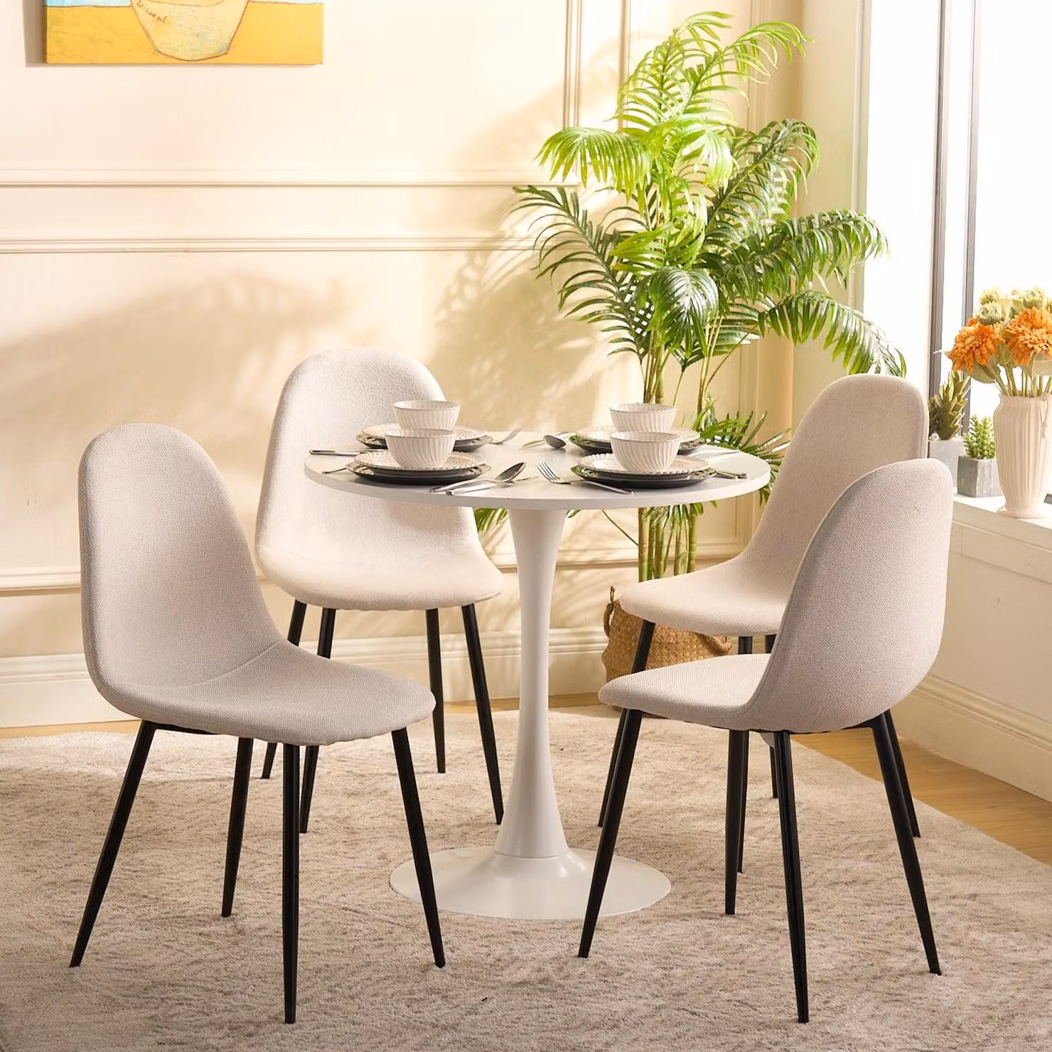 Sedia da pranzo - Sedia - Sedia a conchiglia - Sedia - Sedia per zona living - Design scandinavo - Con gambe in metallo