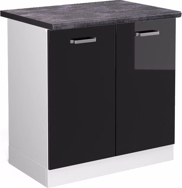 Mobile lavello cucina R-Line Nero lucido/Bianco 80 cm, PL Antracite Vicco