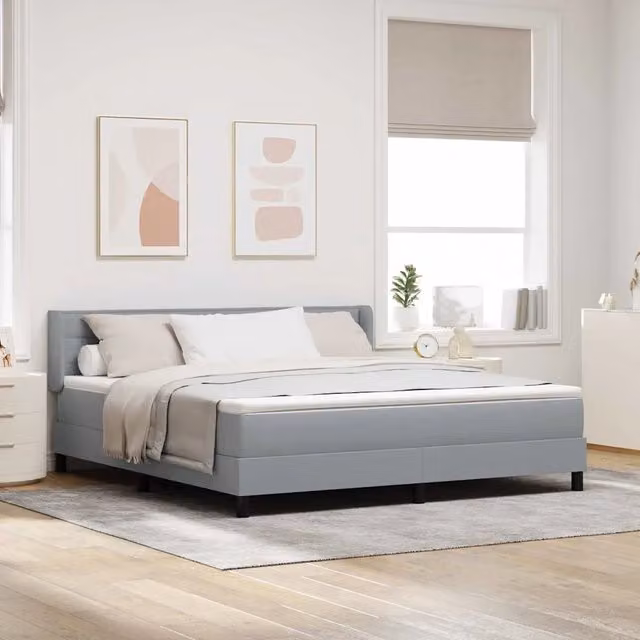 Letto a molle con testiera vidaXL in tessuto grigio L: 180 cm, P: 200 cm, H: 280 cm