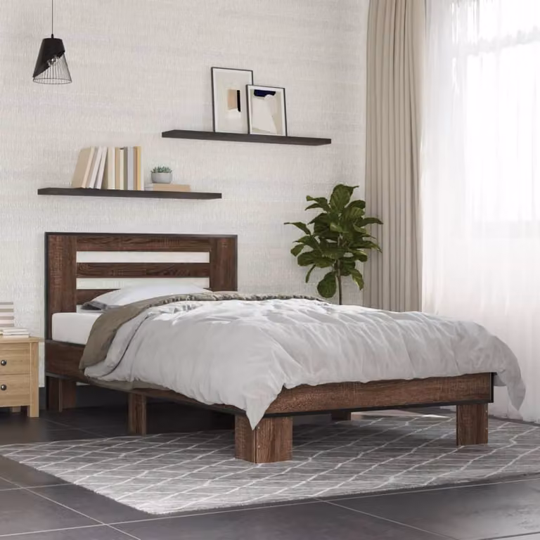 Giroletto vidaXL in legno e metallo color rovere marrone, L/P: 90 x 190 cm