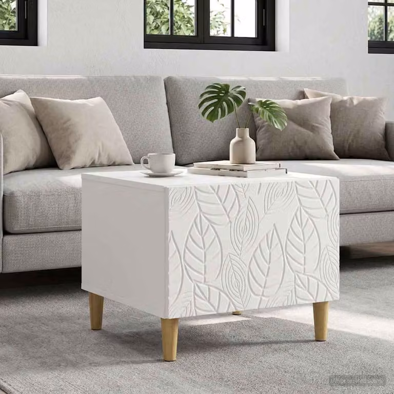 vidaXL Tavolino da salotto moderno in legno bianco L/P/H: 50 x 49 x 40 cm