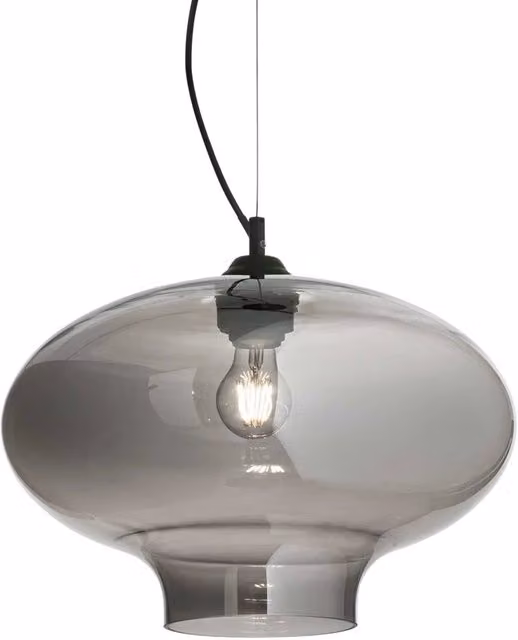 Sospensione Vintage-Decò Bistro' Metallo Fumè 1 Luce E27 D40