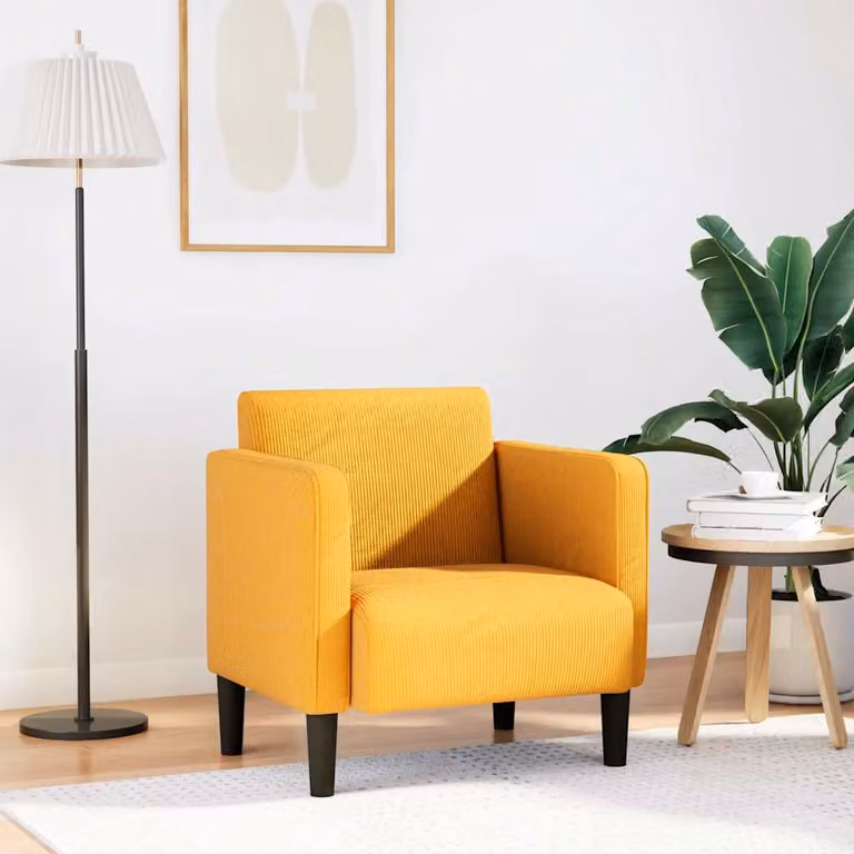 vidaXL Poltrona Lounge Moderna con Braccioli in Velluto a Coste Giallo Chiaro