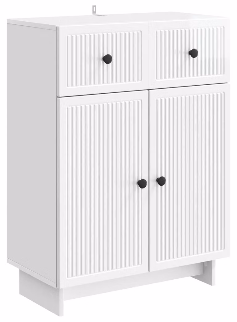 Credenza Bianco Lucido 66 x 34,5 x 90 cm Legno ingegnerizzato