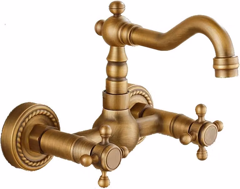 Miscelatore per lavello da cucina, da montare a parete, per acqua fredda e calda, in ottone, adatto per la cucina, con un'altezza da 13 cm a 16,5 cm