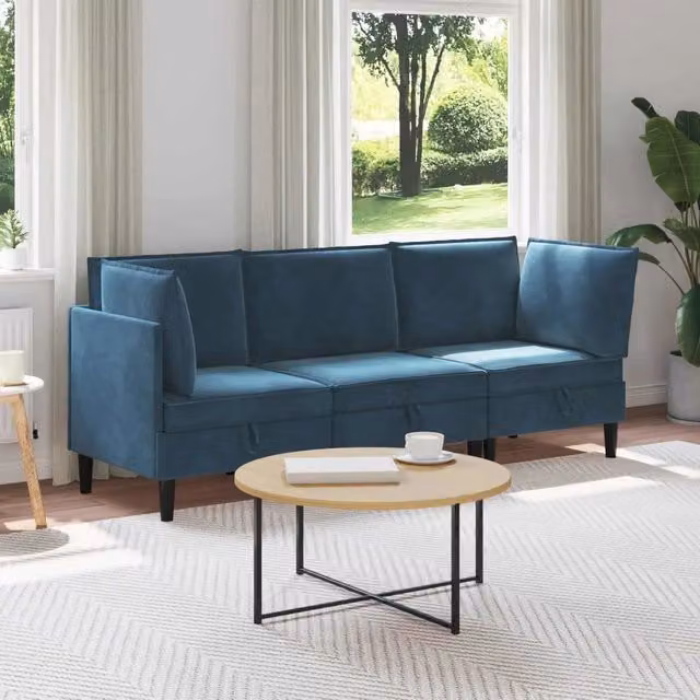 Set di mobili per il soggiorno 3 pz Blu Velluto 3413768