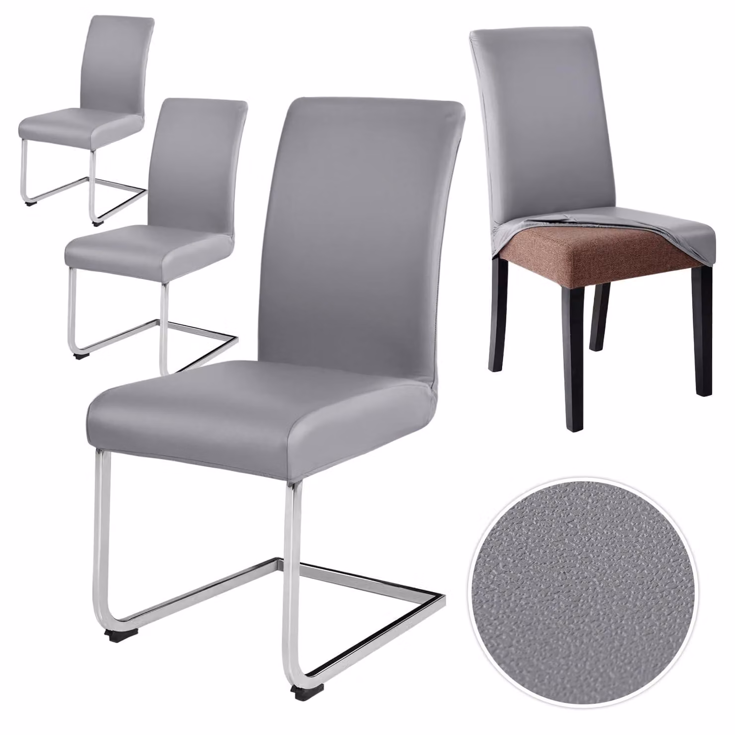 Set di 4 coprisedie da pranzo impermeabili in ecopelle