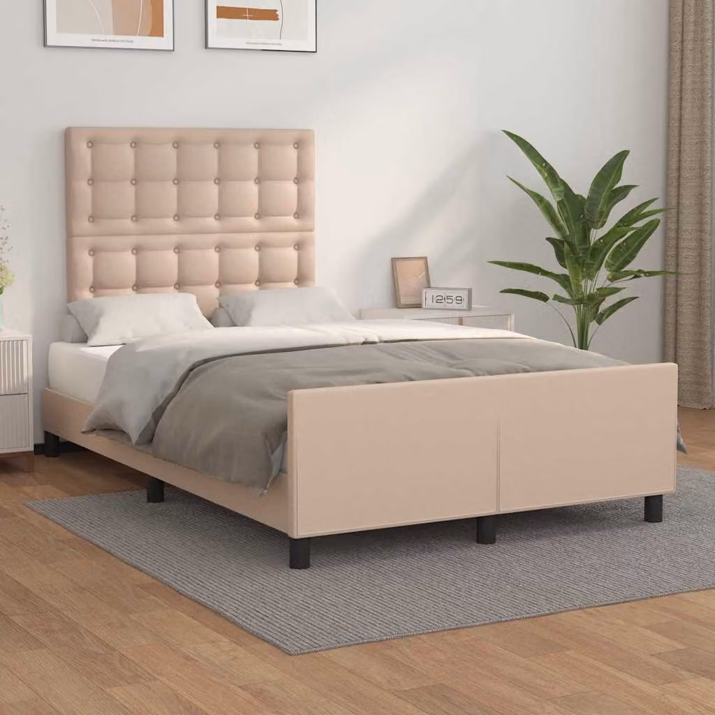 vidaXL Giroletto senza Materasso Beige in Similpelle L/P/H: 120 x 200 x 123 cm – 1