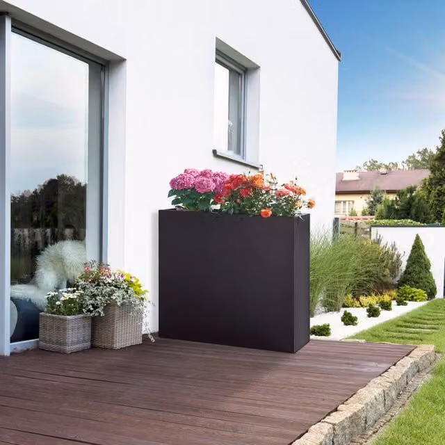 Fioriera Vaargel in acciaio casa.pro, colore nero, L 82 cm x H 90 cm x P 30 cm – 1