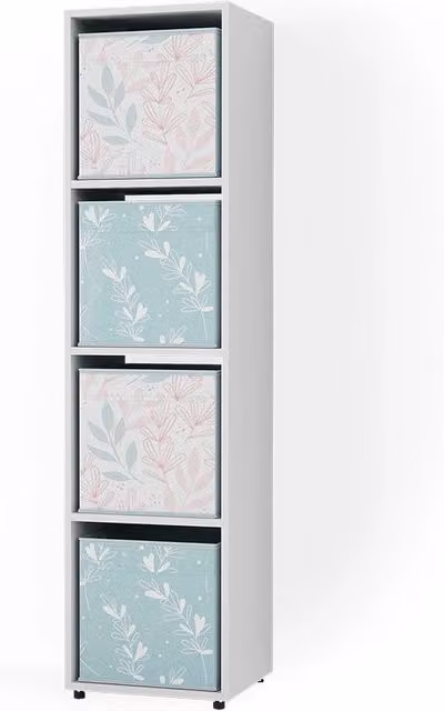 Scaffale Ludus Vicco Bianco con 2 scatole pieghevoli H: 142.5 cm, L: 36.2 cm, P: 33.0 cm