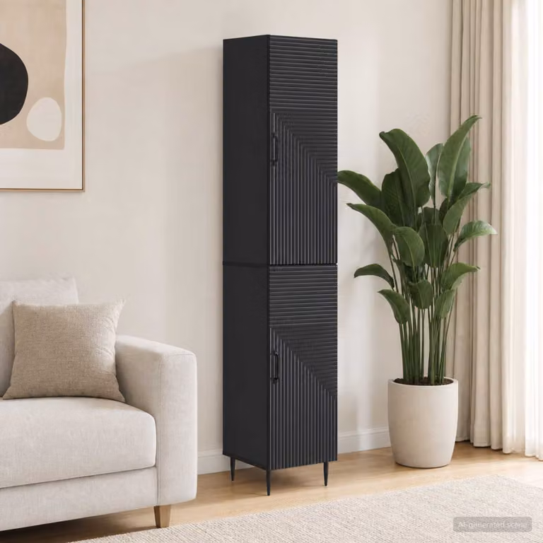 Set di 2 armadi vidaXL con ante scorrevoli in MDF nero opaco per camera da letto o ufficio