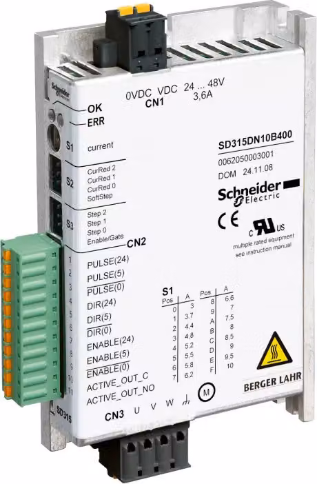 Amplificatore per motori passo-passo Schneider Electric Lexium SD315, 10 A, impulso/direzione con modalità operativa, 24-48 V CC SD315ON10B400