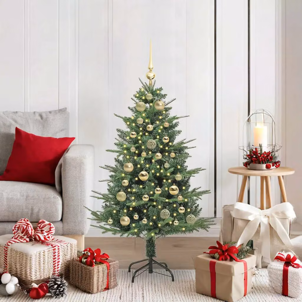 vidaXL Albero di Natale Artificiale Pre-illuminato con Set di Palline