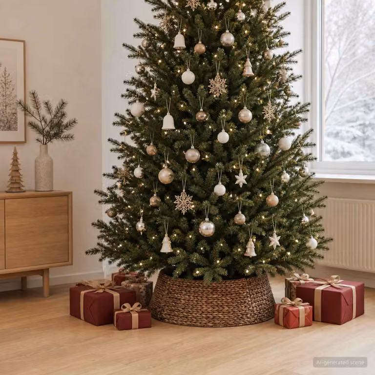 vidaXL Collare per Albero di Natale Rotondo Marrone Ø 90 x 28 cm