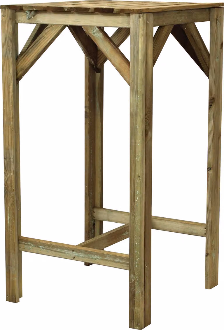 Milani Home - tavolo alto da esterno in legno di pino impregnato, 60 x 60 x 110 cm, per giardino e terrazzo