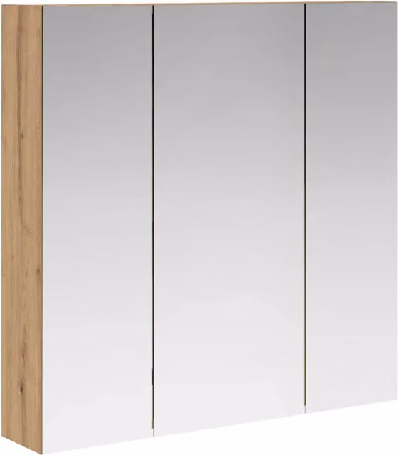 Armadio da bagno sospeso con specchio e ripiani interni in rovere marrone DESIGN IN H 70 x L 70 x P 14.5 cm