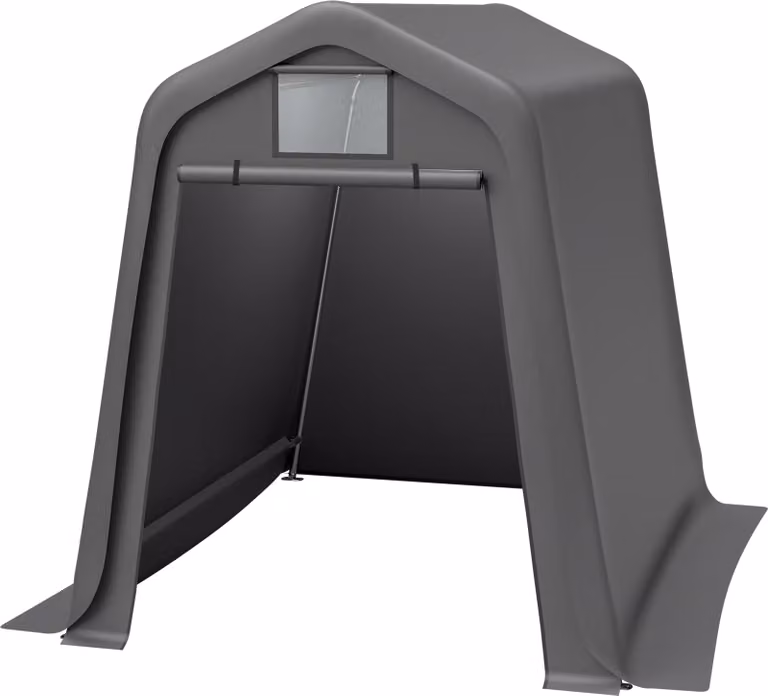 Capanno da giardino 245x183x217 cm – utilizzabile come ripostiglio per attrezzi, posto per biciclette o tettoia per auto; materiale PE impermeabile con tende avvolgibili, resistente ai raggi UV e al vento