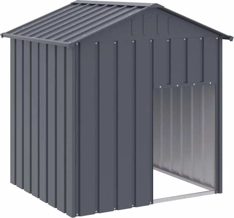 Casetta Cani con Tetto Antracite 117x103x123 cm Acciaio Zincato