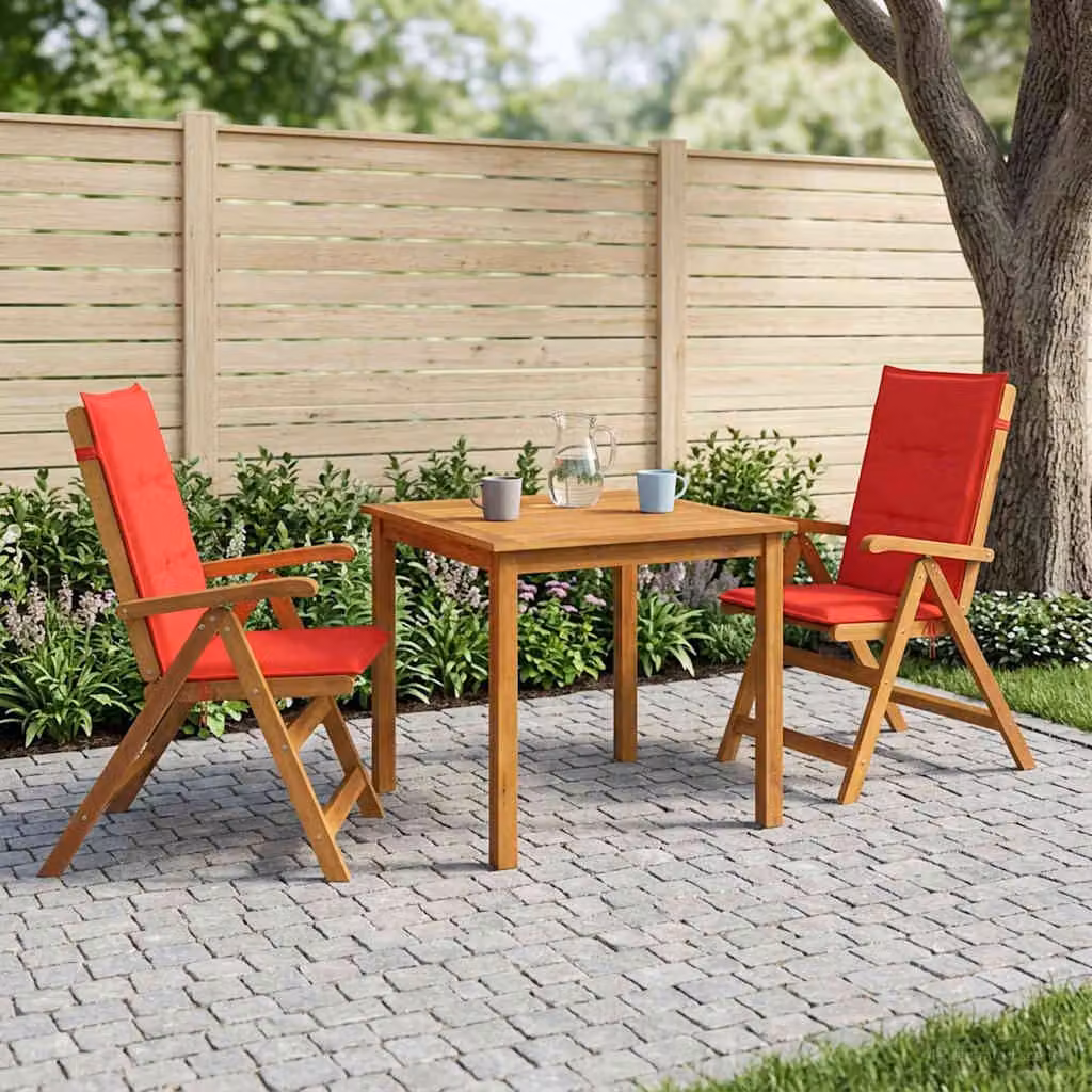 Set da pranzo da giardino vidaXL in legno di acacia rosso e marrone composto da 3 pezzi per 2 persone