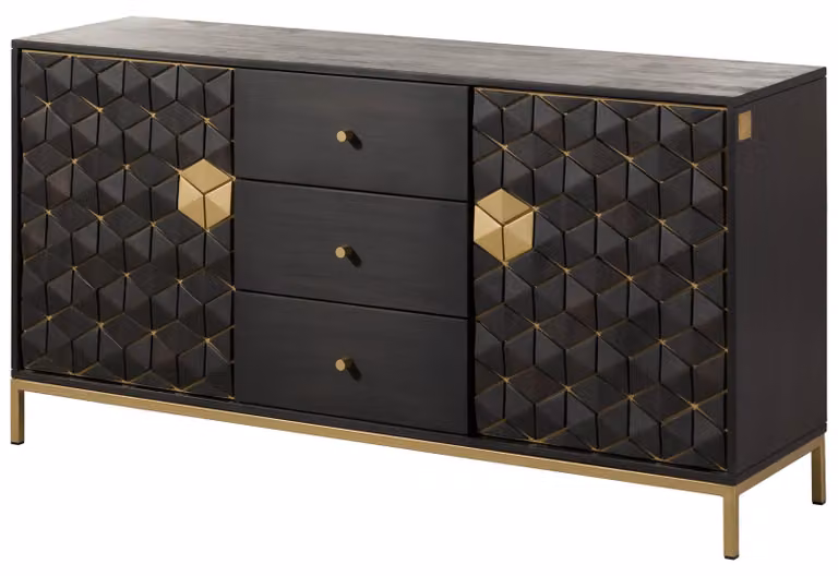 MASSIVMOEBEL24 | Credenza in legno di Mango 146x40x77 Oliato grigio DIAMOND #122