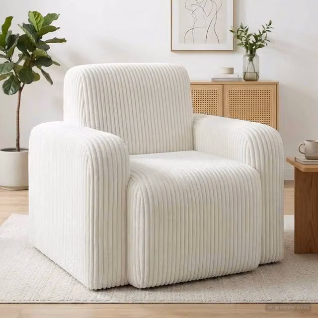 Poltrona-Poltroncina-Divano Sedia Crema corduroy
