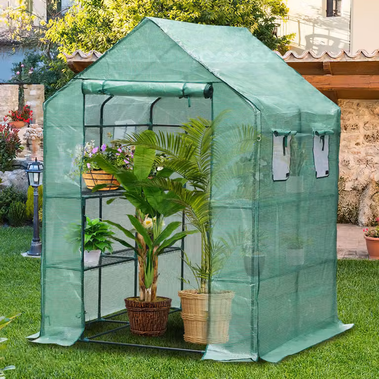 Clanmacy serra in foglio Serra per pomodori, con rete a traliccio foglio per giardino per la coltivazione, riutilizzabile, verde143x143x195 cm