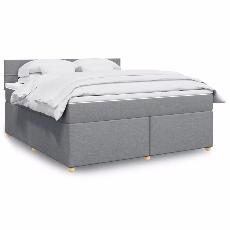 vidaXL Giroletto a Molle con Materasso Ibrido in Tessuto Grigio e Bianco, L/P/H: 180 x 200 cm