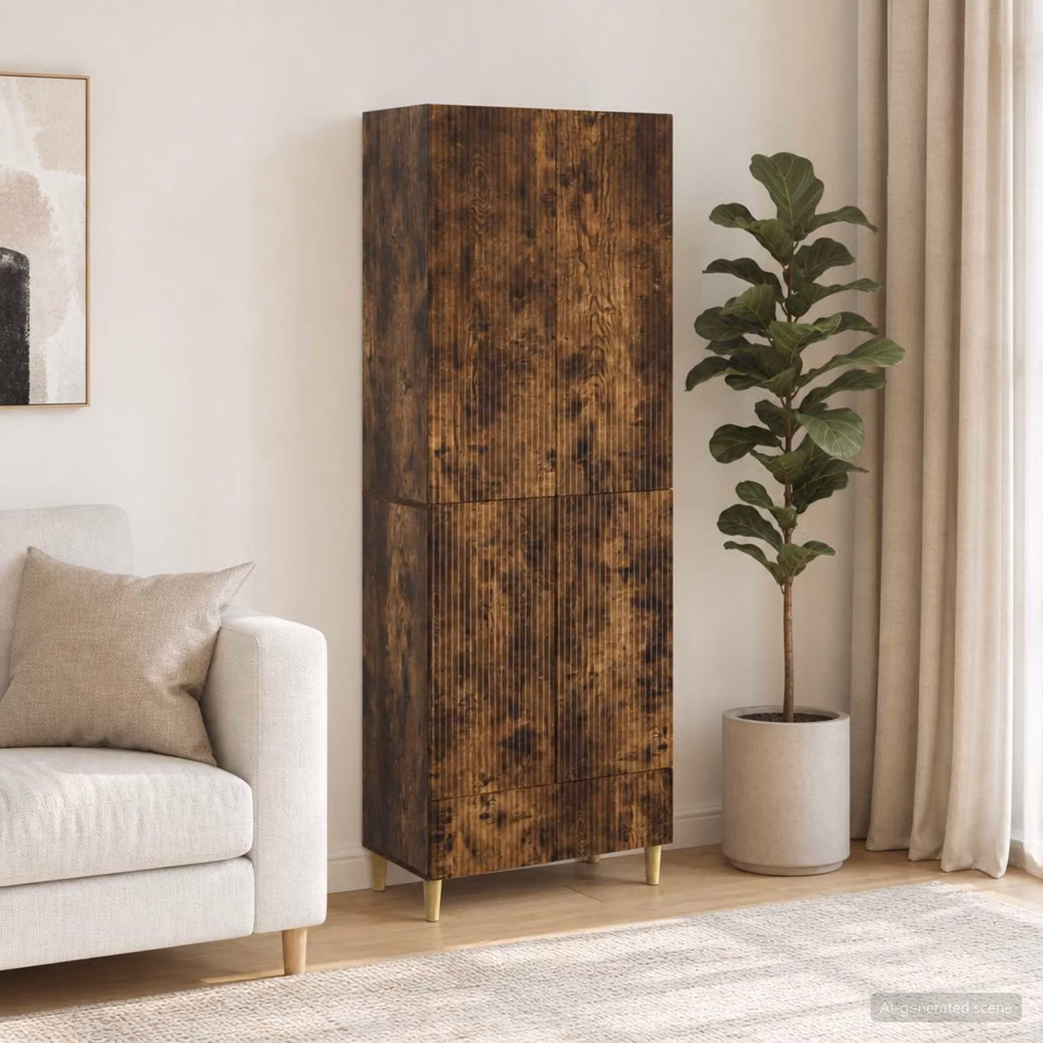 Set di 2 armadi a muro vidaXL in legno MDF color rovere marrone con ante a battente e ripiani interni L/P/H: 95,0 x 34,5 x 66,0 cm