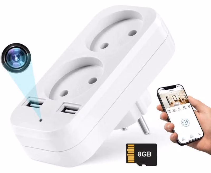 Mini Telecamera Adattatore doppio iUni AD1, Wi-Fi, 8GB, Full HD, Visualizzazione in diretta sul telefono