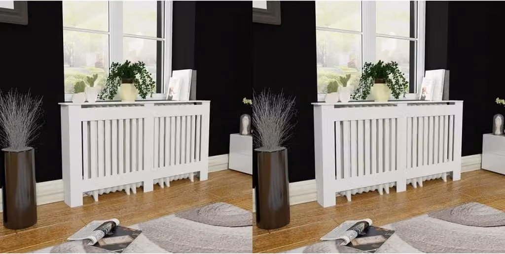 The Living Store Copriradiatore 2 pz. MDF bianco 152 cm