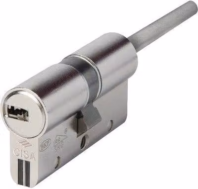 Cilindro Sagomato Cisa AP4 S con Pomolo, Finitura Satinata Argento, Chiave da 5 mm, Dimensioni 60 x 30 mm con 3 chiavi