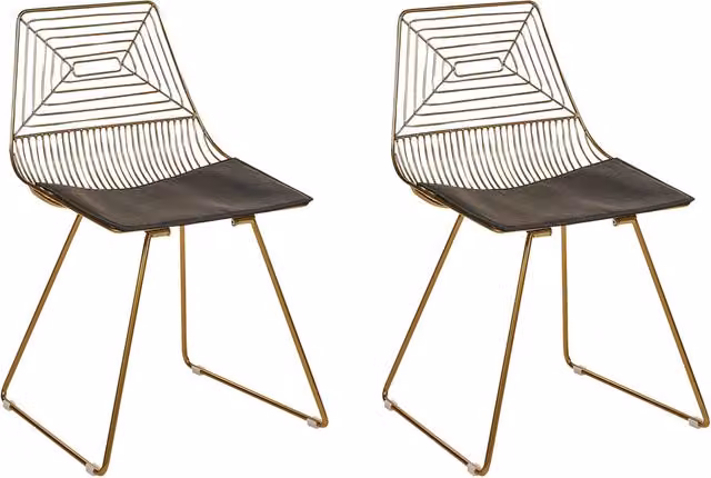 Set di 2 sedie Beliani in metallo oro e nero con cuscino in ecopelle stile moderno industriale