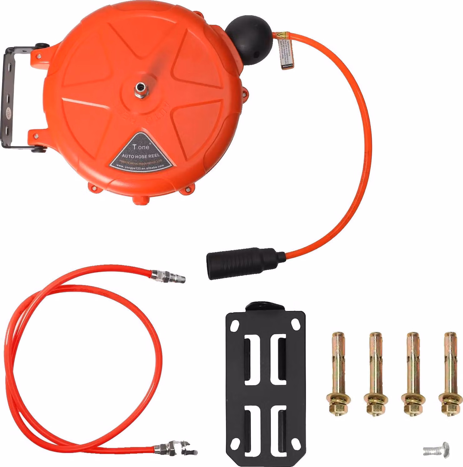 Avvolgitore automatico per tubi dell'aria compressa, da montare a parete, con funzione di avvolgimento automatico, colore rosso