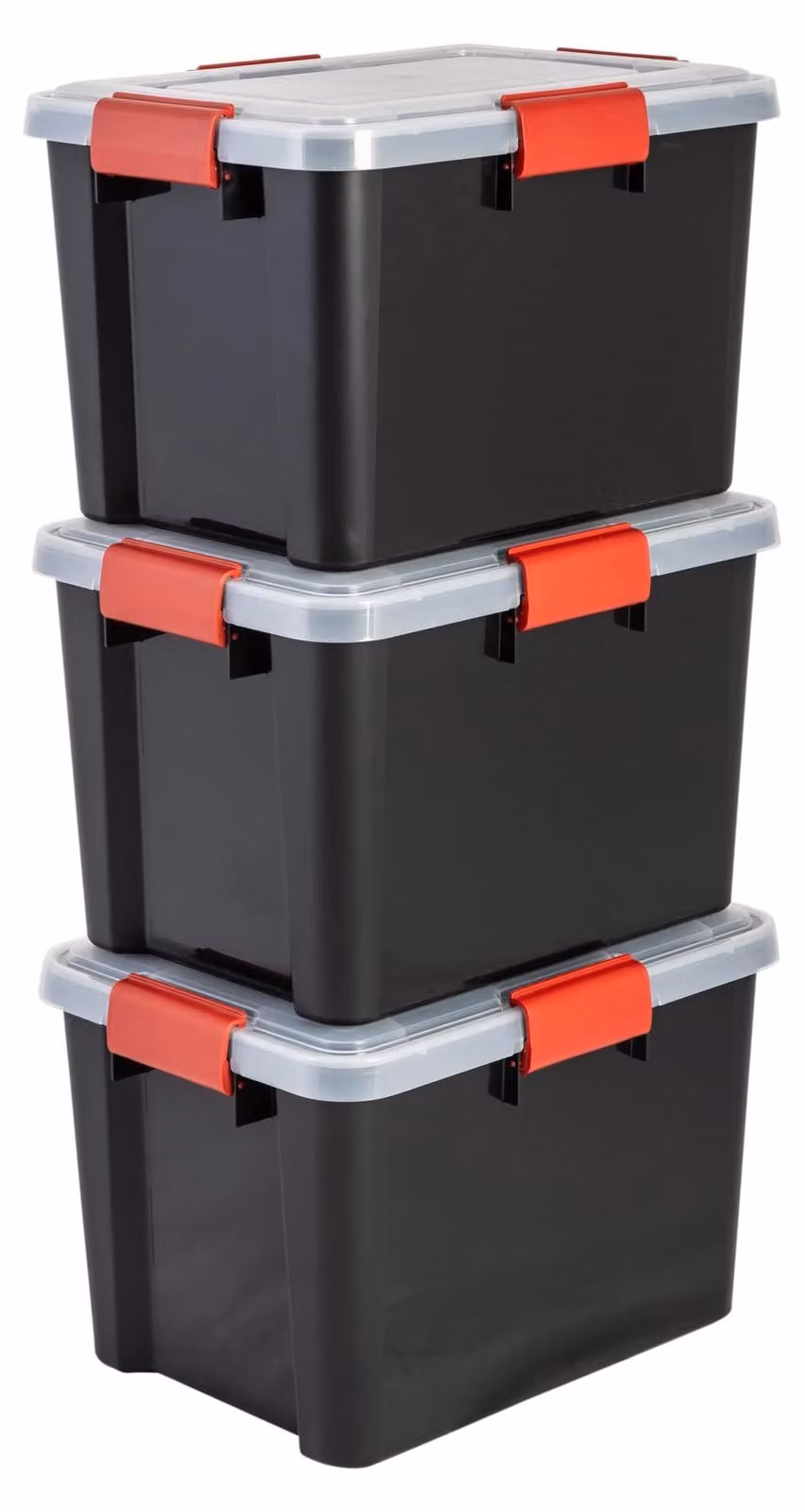 Contenitori in plastica per alimenti, a tenuta stagna, con coperchio, capacità 20 litri, set da 3, colore nero. Chiusura ermetica e impermeabile, chiusure robuste a scatto, impilabili, protezione dalla polvere, senza BPA