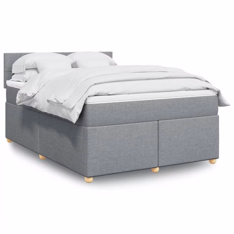 vidaXL Giroletto a Molle con Materasso Ibrido in Tessuto Grigio e Bianco L: 140 cm, P: 200 cm