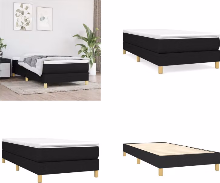 vidaXL Letto Boxspring nero 100x200 cm in tessuto - Letto Boxspring - Boxspringbetten - Bett - Schlafzimmermöbel