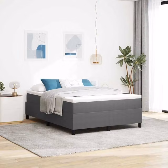 Letto a molle vidaXL in tessuto grigio e bianco L: 140 cm, P: 190 cm, H: 80 cm