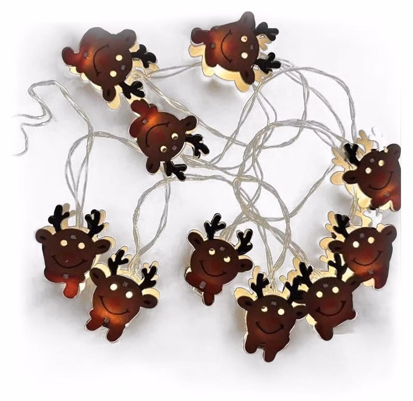 Catena di luci a LED in legno, lunghezza 1,5 metri, luce bianco caldo, alimentazione a batteria, 3 batterie AA