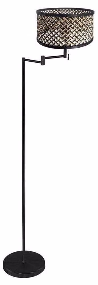 Lampada da terra - nero - Bella - bambù metallo - Ø 45cm - E27 - 3884ZW - Mexlite