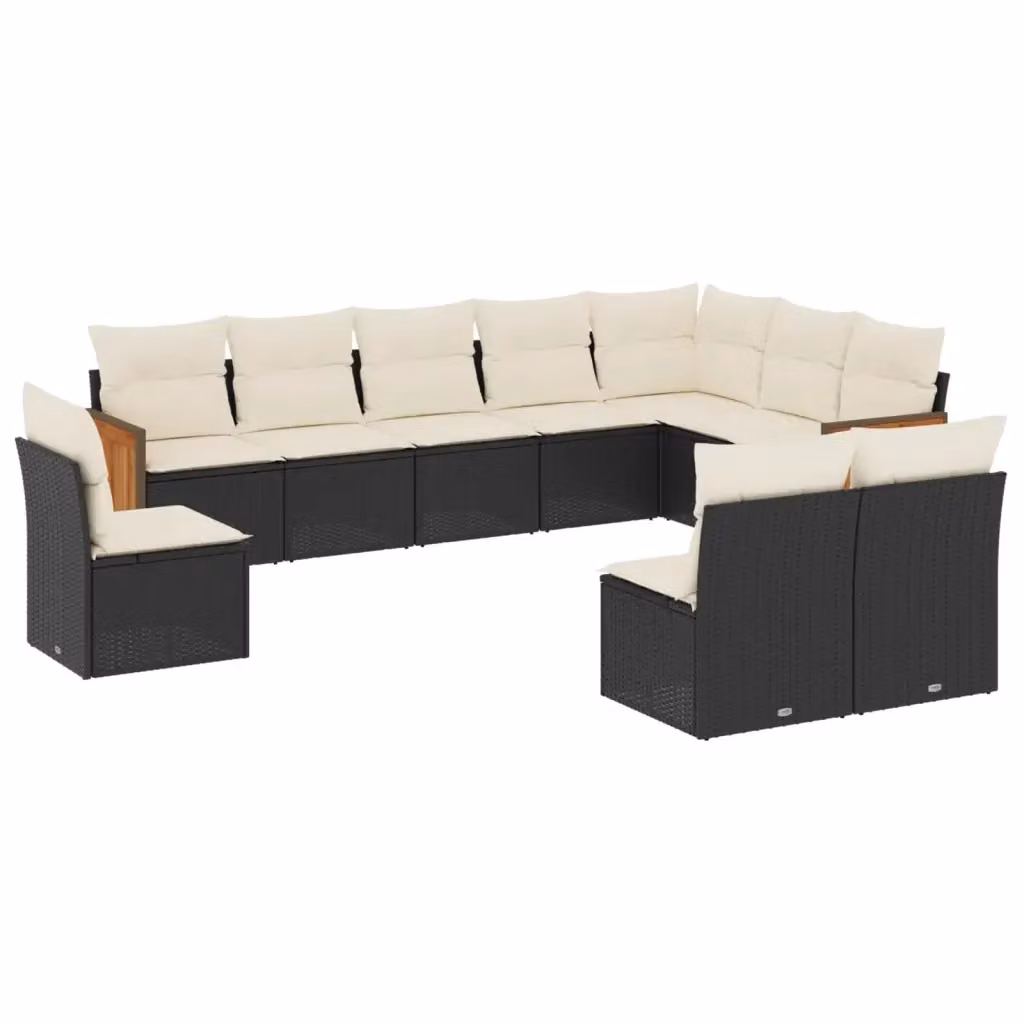 vidaXL Set Divani da Giardino 10pz in Polyrattan Nero con Cuscini Imbottiti e Rivestimenti Rimovibili – 2