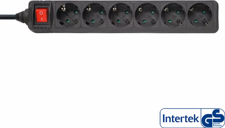 InLine® 16463T Striscia di prese, contatto di terra a 6 vie, con interruttore, 3 m, nero