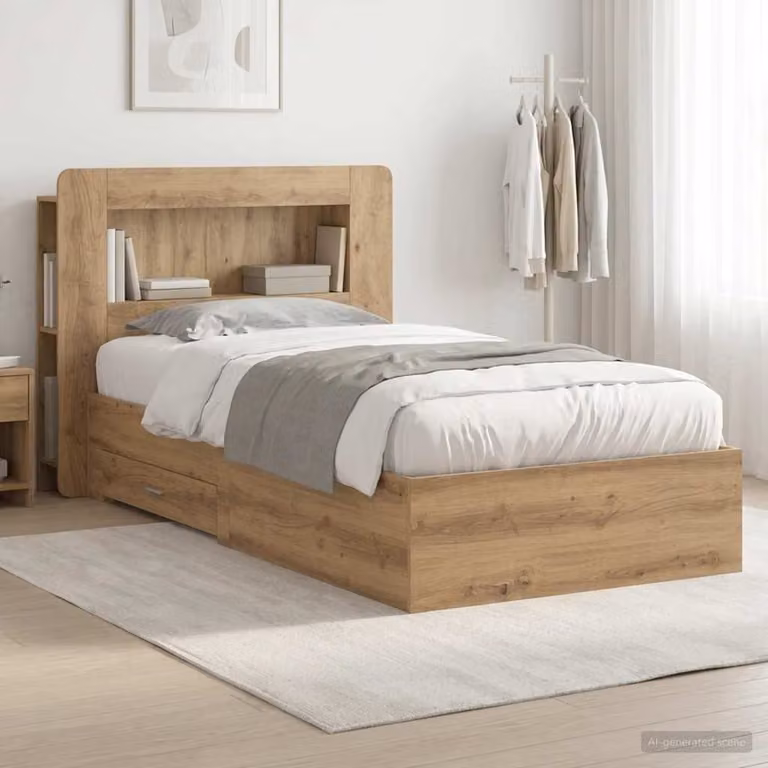 vidaXL Letto moderno con contenitore in legno Rovere Artigianale L 200 x P 80 cm