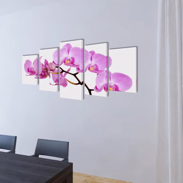 vidaXL 5 pz Set Stampa su Tela da Muro Orchidèa 200 x 100 cm