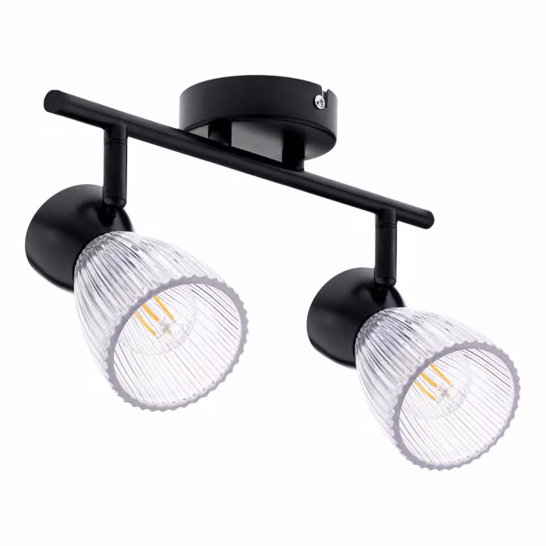 Lampada da soffitto nera con due paralumi in vetro Best 2xE14 40W Milagro