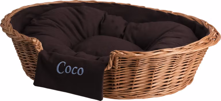 Cestino ovale per cani in vimini con nome 80x60 H20 CM