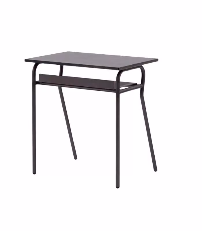 Banco scuola moderno Mobili 2G con piano in melaminato noce invecchiato e struttura in metallo canna di fucile L: 70 cm, P: 50 cm, H: 76,5 cm