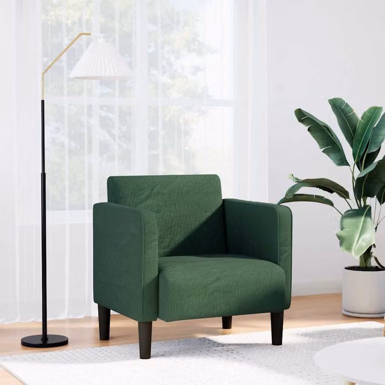 vidaXL Poltrona Lounge Moderna con Braccioli in Velluto a Coste Verde