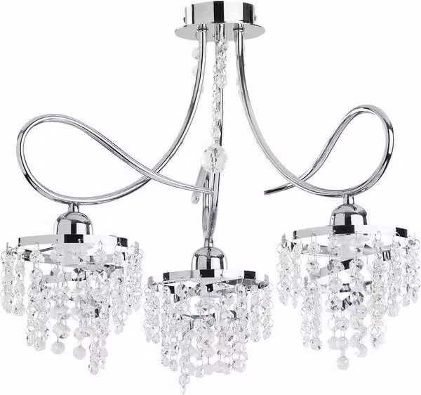 Lampadario a soffitto DIANA Alfa in metallo cromato e cristalli con 3 luci E14
