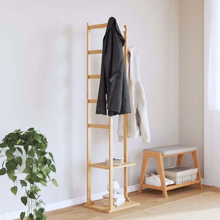 vidaXL Appendiabiti con Ganci e Ripiani 38,5x30x156 cm in Bambù